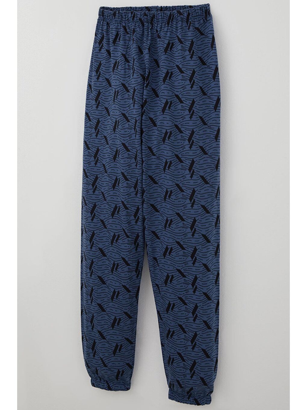 Erkek Çocuk Pijama Takımı Okyanus Çizgisi Dalga Desenli İndigo (9-12 Yaş)-6