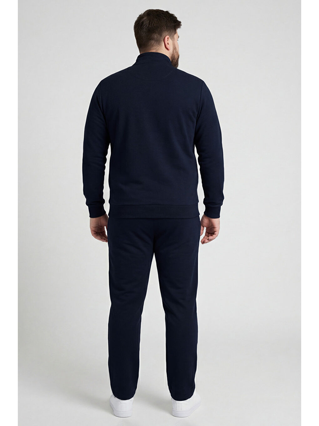 Lacivert Dik Yaka Battal Büyük Beden Erkek Eşofman Takım - 85176-3