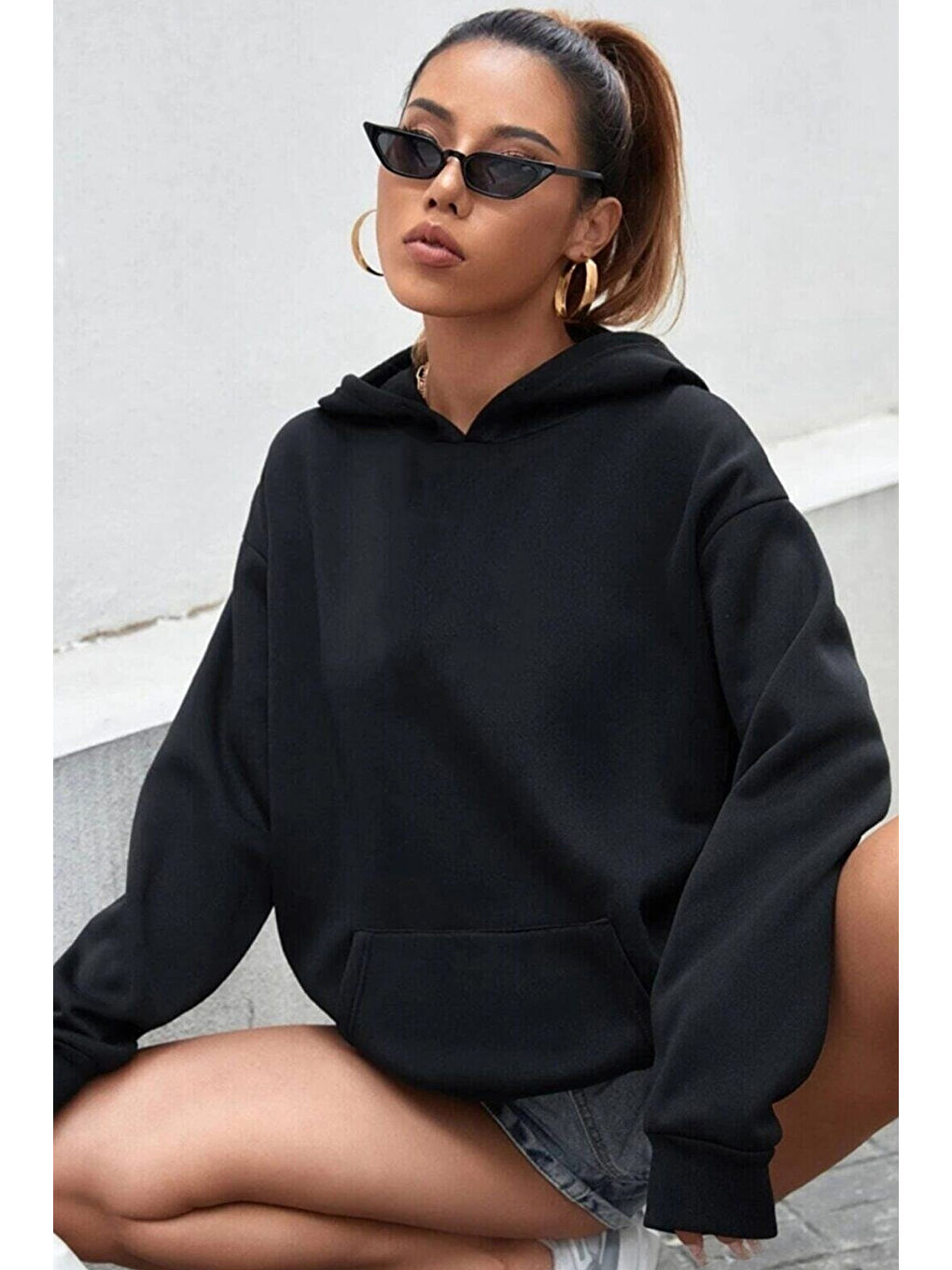 uyguntarz Siyah Unisex Oversize Hurry Up Baskılı Sweatshirt - 1