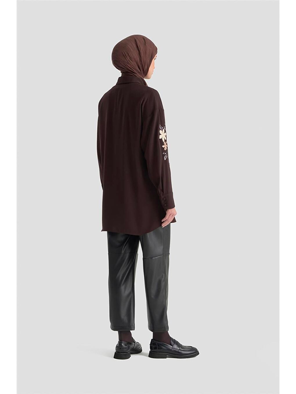 Kahverengi Nakışlı Tunik 25Kd1110 Kahverengİ-4