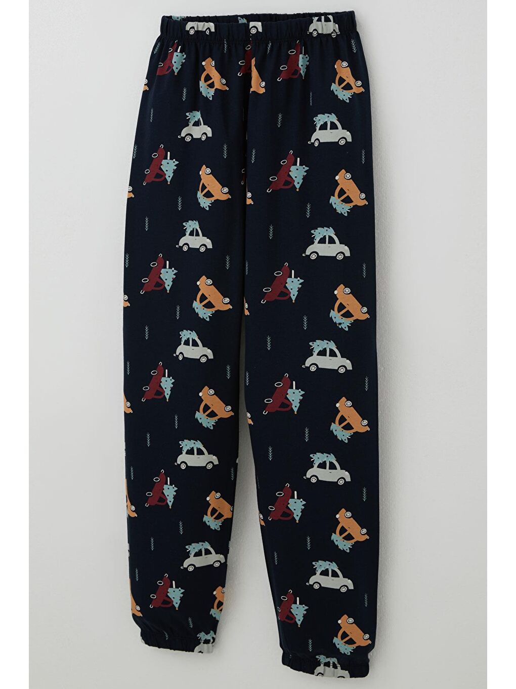Erkek Çocuk Pijama Takımı Yılbaşı Temalı Çam Ağaçlı Araba Desenli Lacivert (4-8 Yaş)-6
