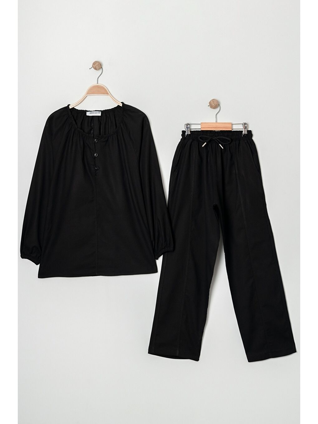 Siyah Kız Çocuk %100 Jüt Pamuk Alt-Üst Takım P1038