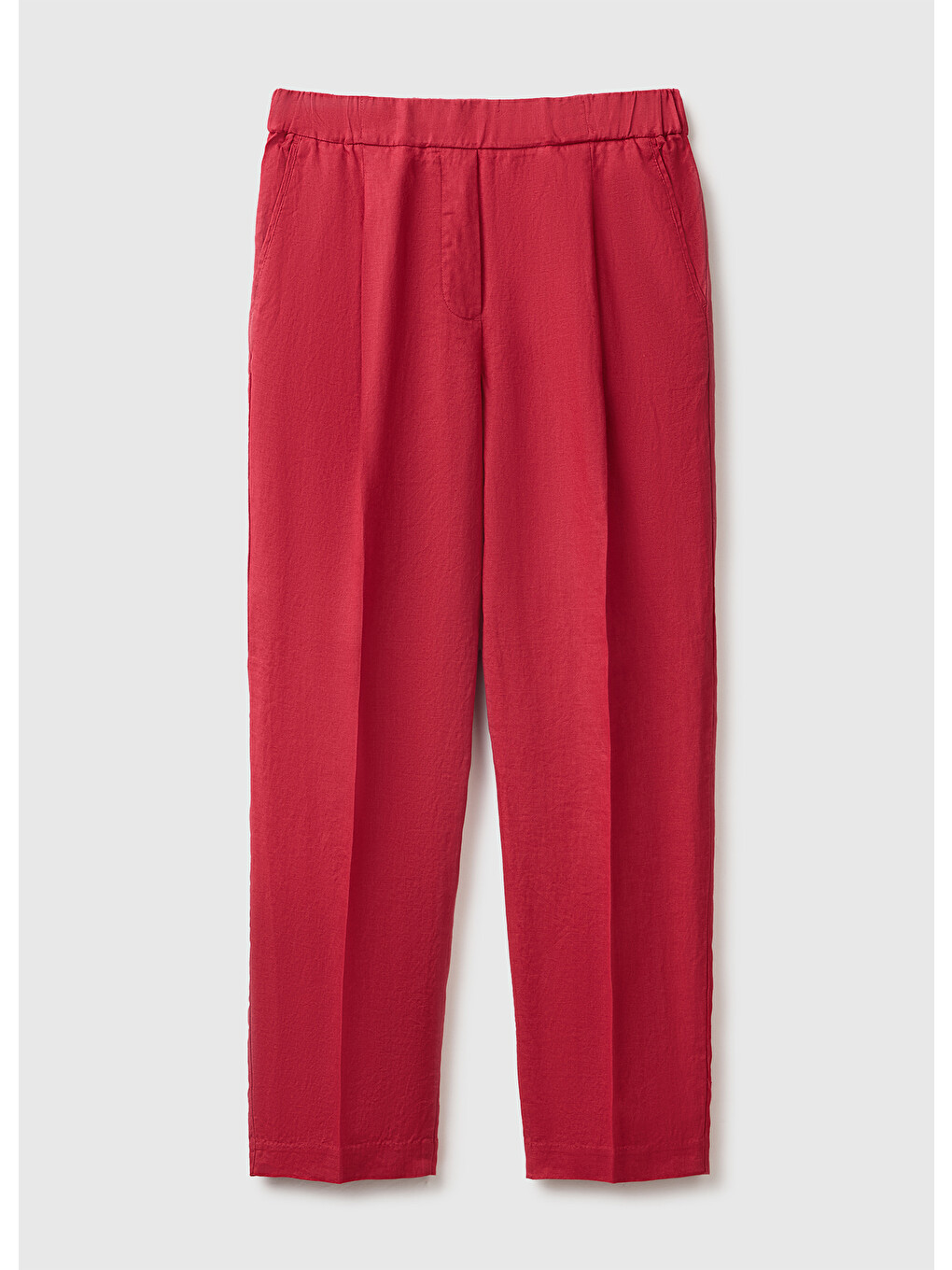 Kadın Bordo %100 Keten Havuç Kesim Pantolon