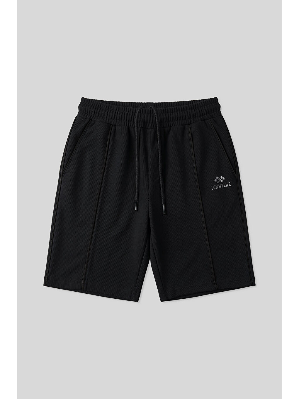 Siyah Oversize Fit Basic Ön Dikiş Detaylı Erkek Şort - 81283