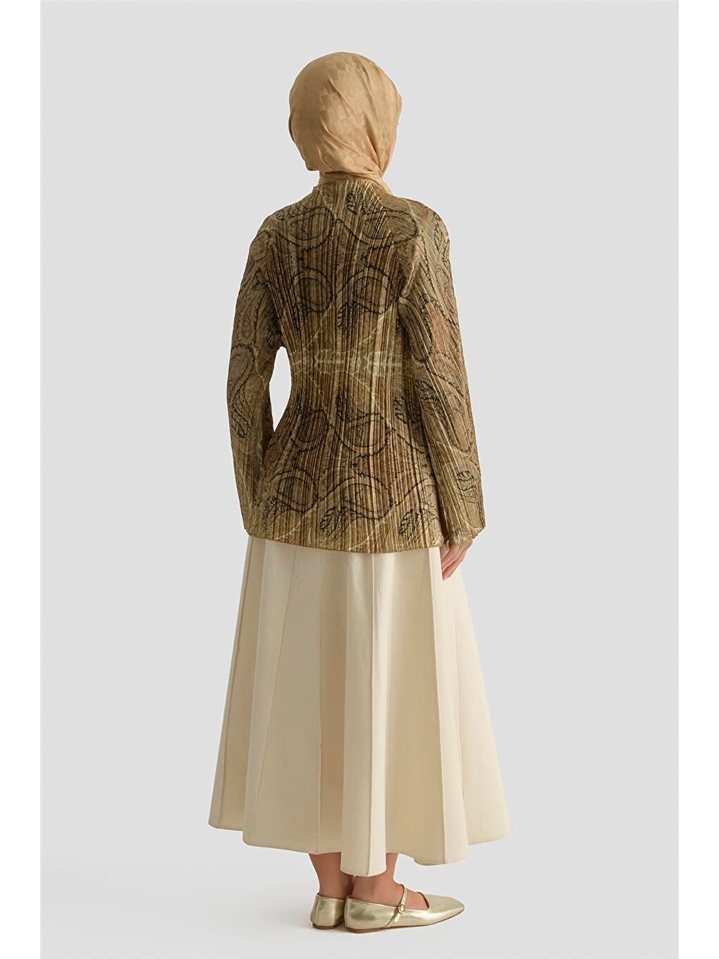 Kahverengi Şal Desenli Tunik Camel-7