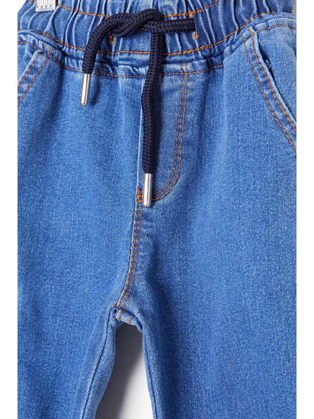 Erkek Çocuk Mavi Kargo Cepli Beli Lastikli Jean Pantolon 16225-1