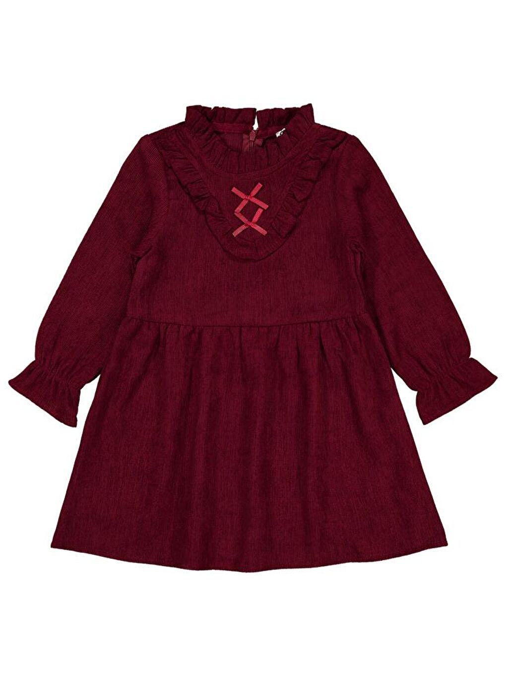Bordo Girls Fiyonklu 2-5 Yaş Elbise-1
