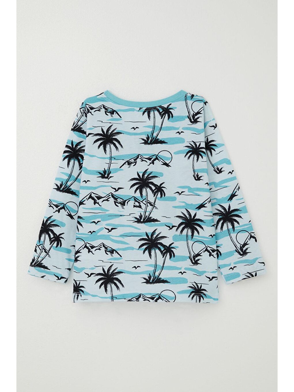 Erkek Bebek Pijama Takımı Palmiye Ağacı Desenli Açık Mavi (9 Ay-3 Yaş)-3