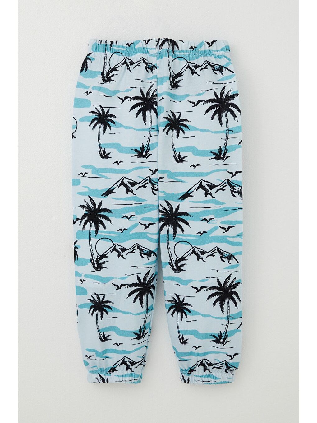 Erkek Bebek Pijama Takımı Palmiye Ağacı Desenli Açık Mavi (9 Ay-3 Yaş)-4
