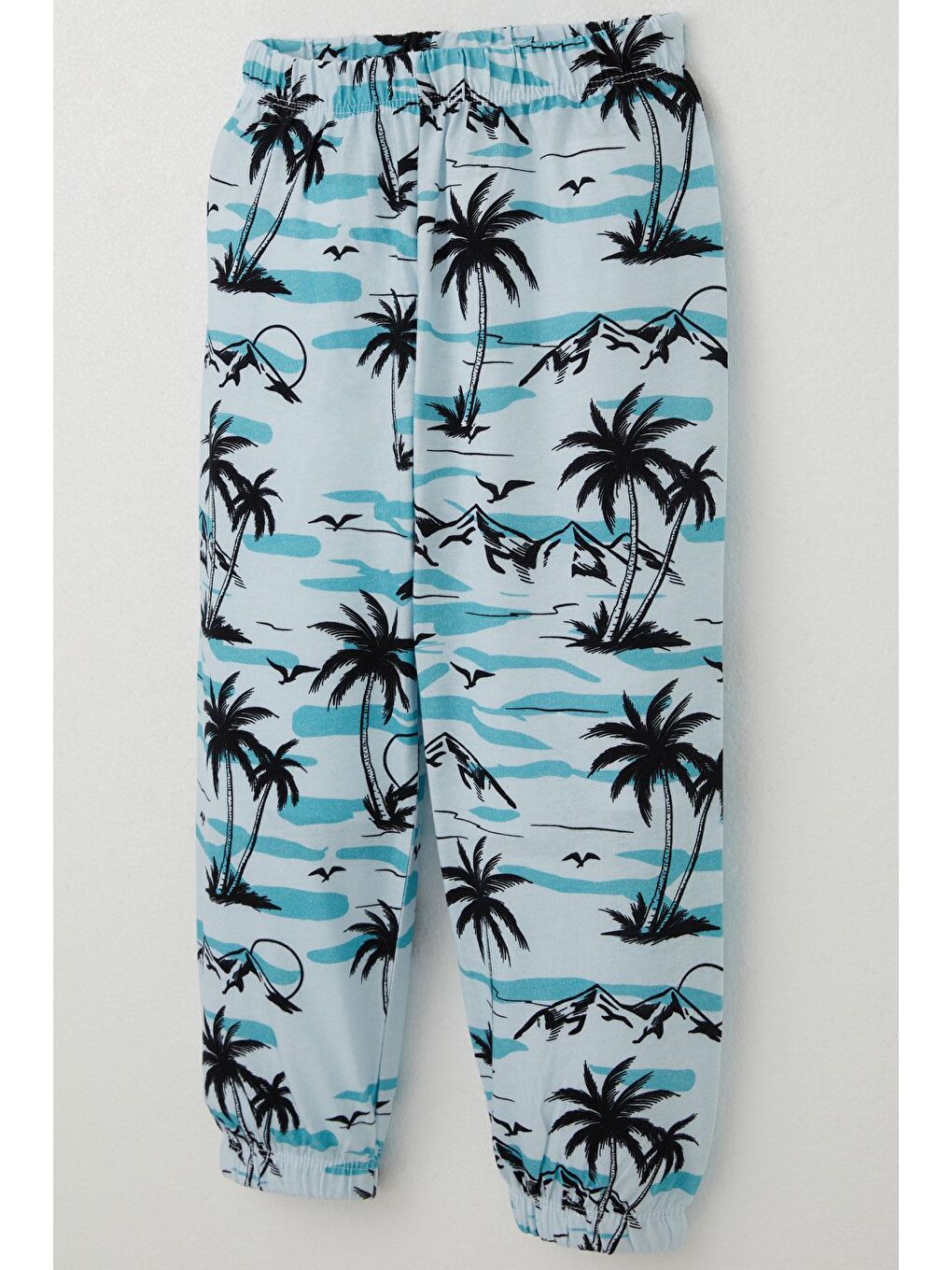 Erkek Bebek Pijama Takımı Palmiye Ağacı Desenli Açık Mavi (9 Ay-3 Yaş)-6