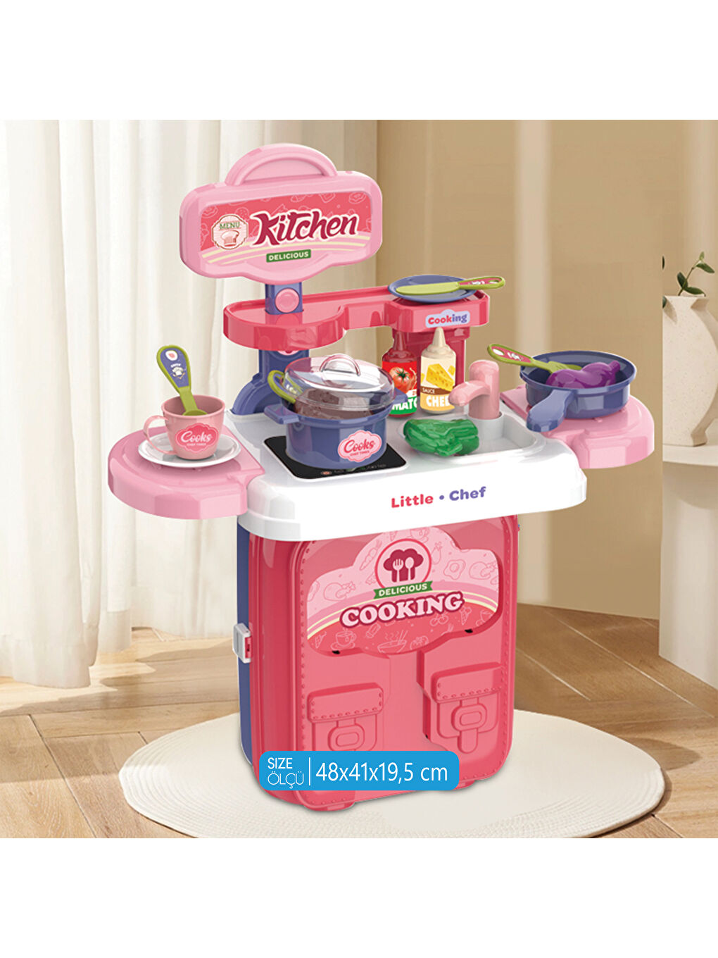 Mutfak Oyun Seti 2’si 1 Arada Taşınabilir Sırt Çantası-1