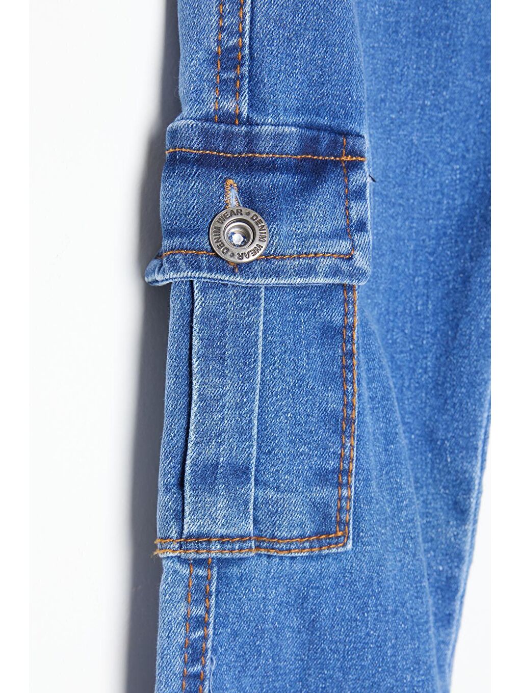 Erkek Çocuk Mavi Kargo Cepli Beli Lastikli Jean Pantolon 16225-2