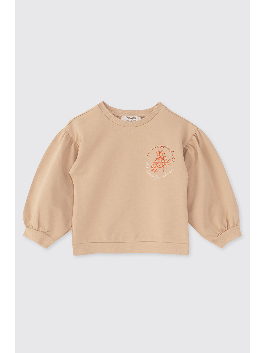 Kız Bebek Baskı Detaylı Bej Sweatshirt