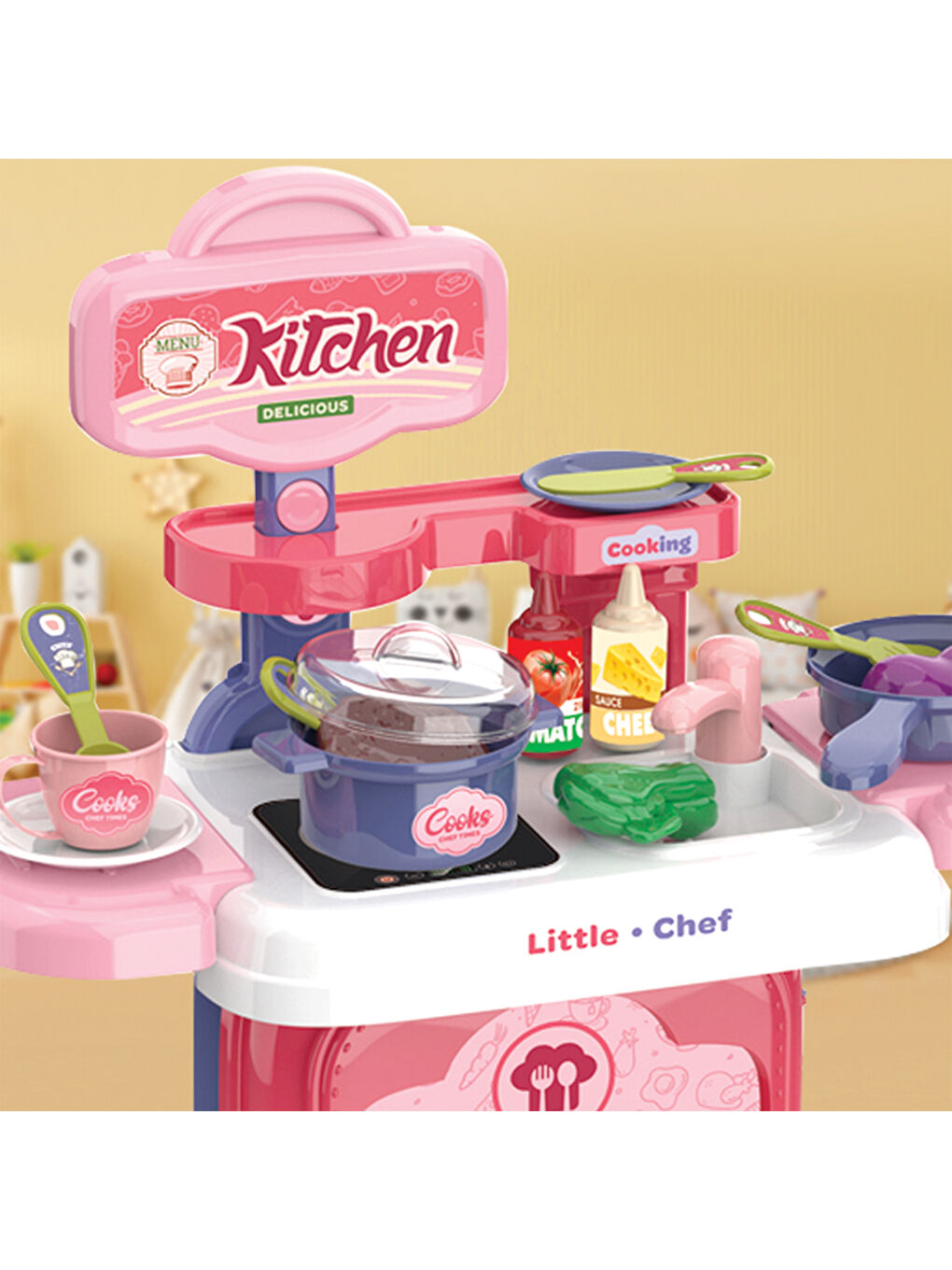 Mutfak Oyun Seti 2’si 1 Arada Taşınabilir Sırt Çantası-5