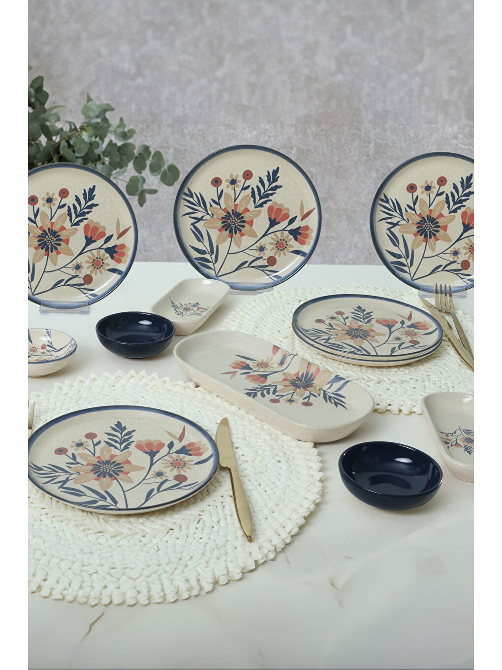 Karışık Çiçek Kahvaltı Takımı 13 Parça 6 Kişilik-1