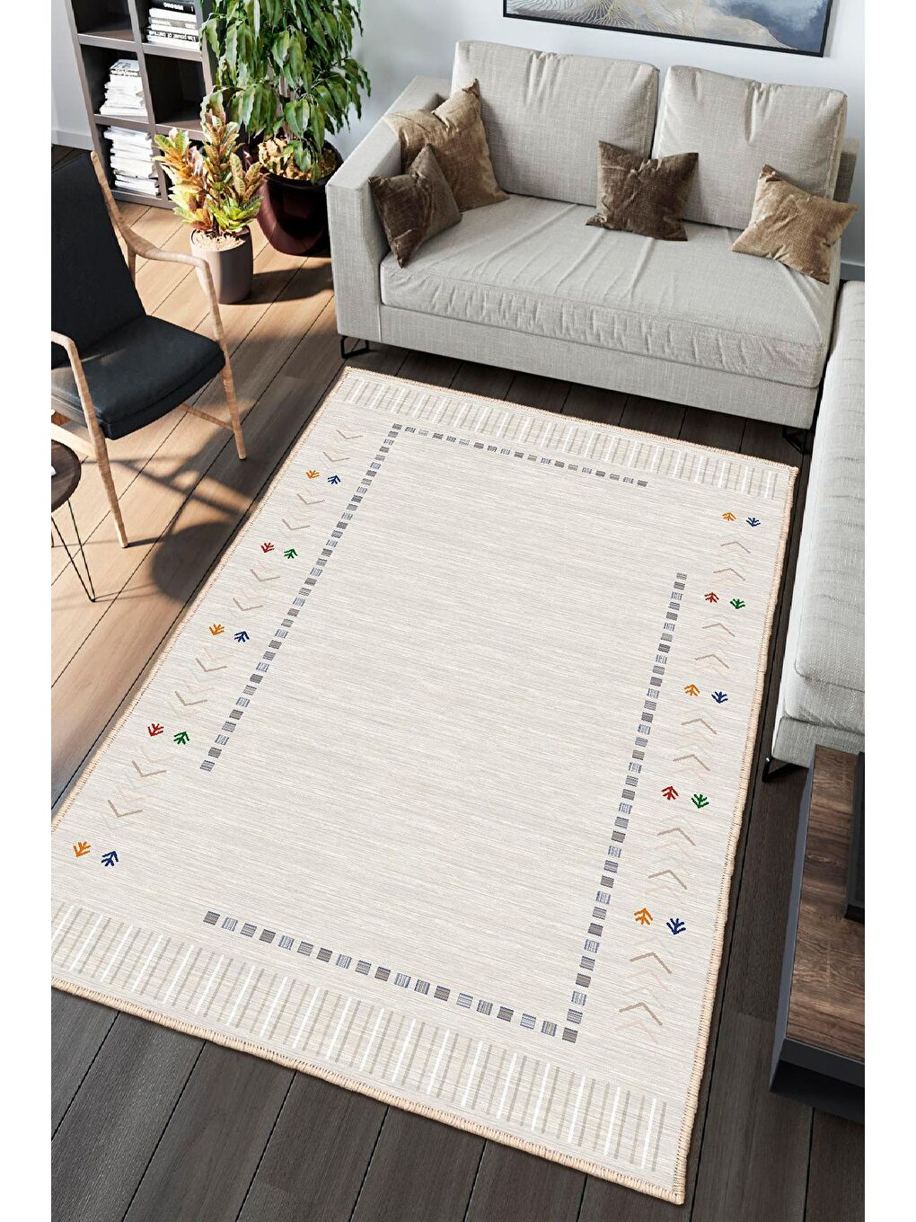 Gri Dekoratif Özel Tasarım Modern Halı 60x100 cm-1