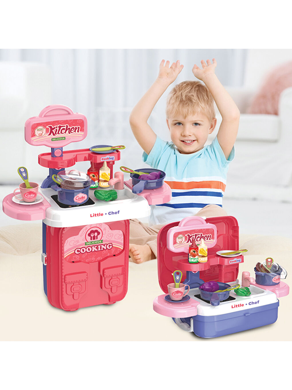 Mutfak Oyun Seti 2’si 1 Arada Taşınabilir Sırt Çantası-7