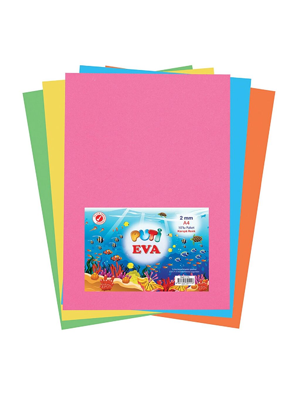 50x70 Düz Eva 2 mm Karışık Renk 10 Lu (KOD : 1154)