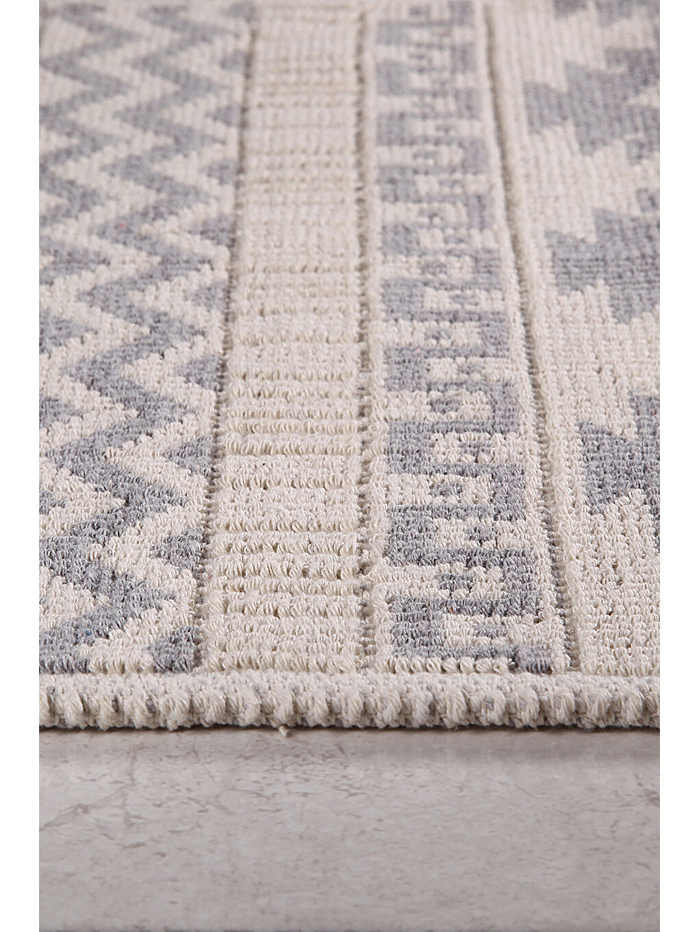 Ankara Doğal Pamuklu 2'li Banyo Paspas Seti 60x100+50x60 cm Gri-2