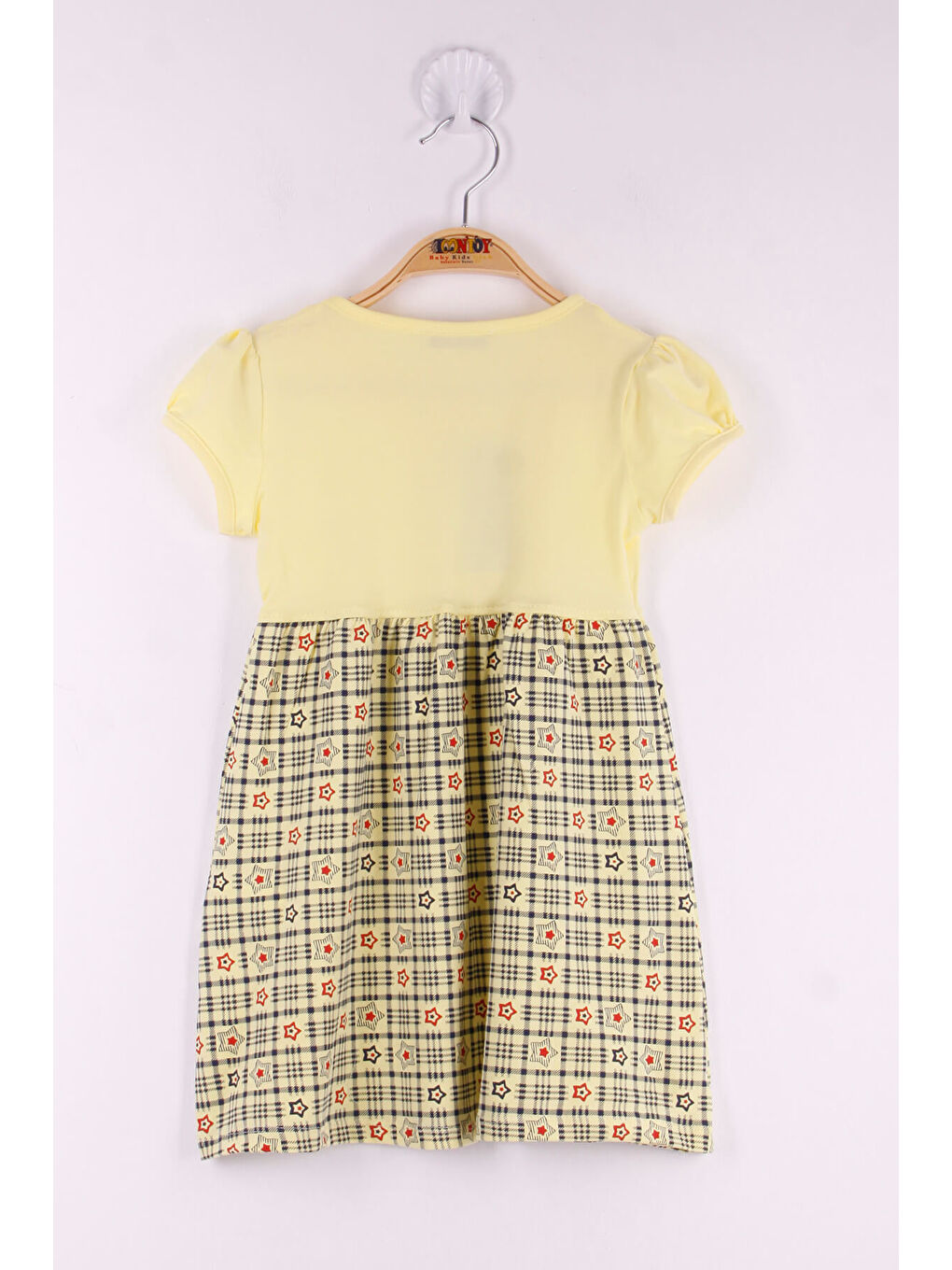 Sarı Kız Çocuk Pullu Yıldız Nakışlı Elbise-1