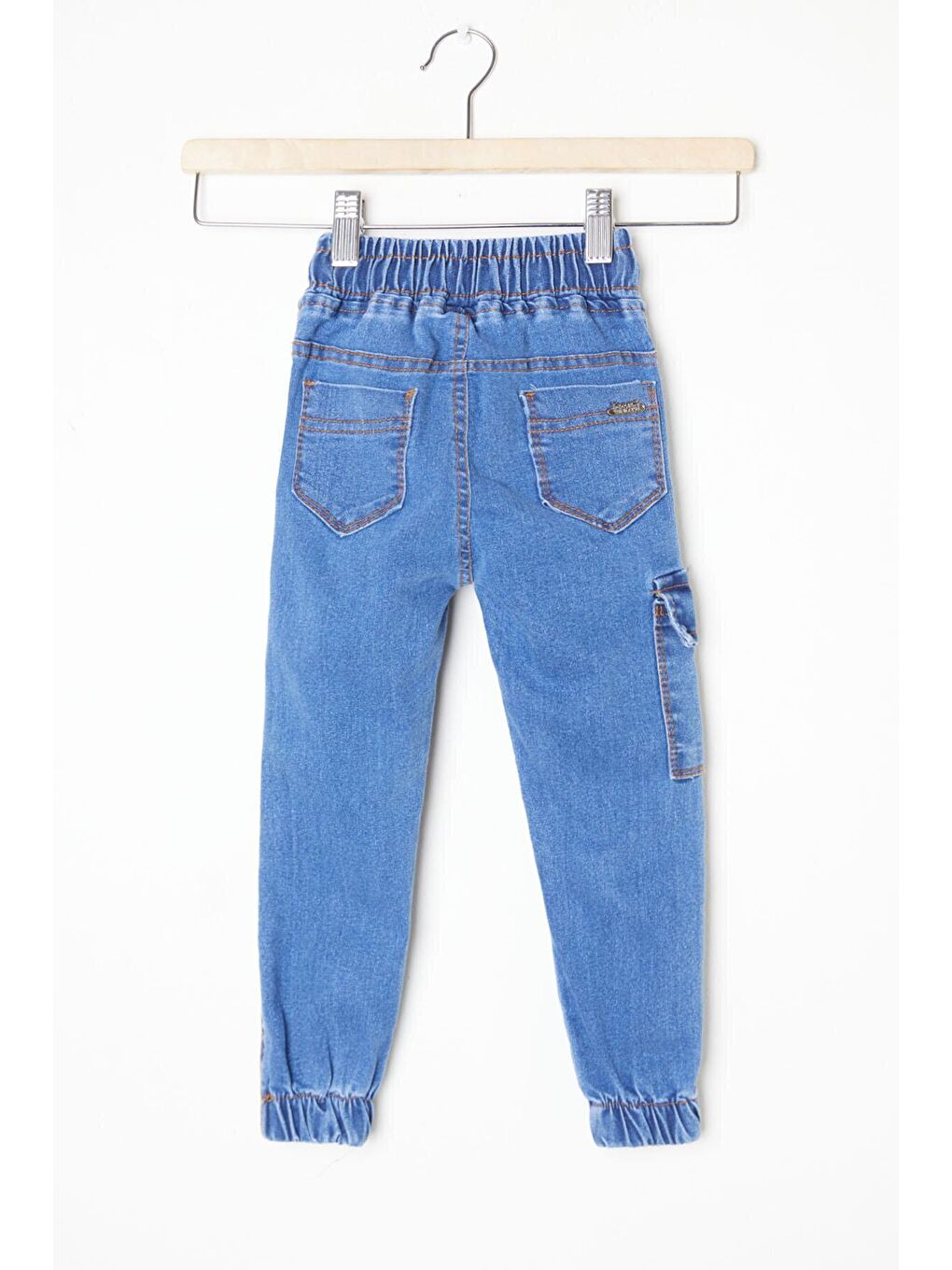 Erkek Çocuk Mavi Kargo Cepli Beli Lastikli Jean Pantolon 16225-4