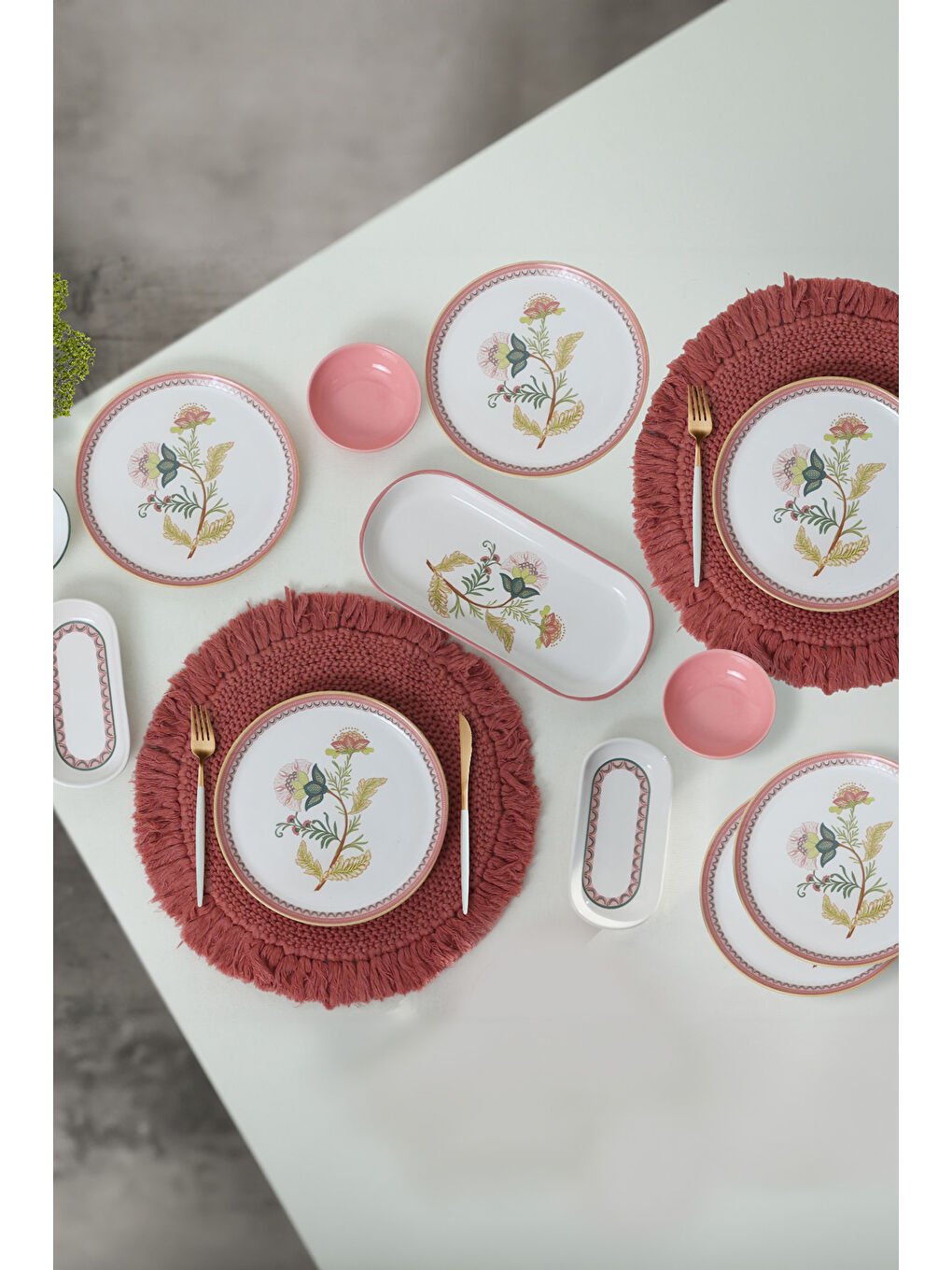 Karışık Çiçek Kahvaltı Takımı 13 Parça 6 Kişilik