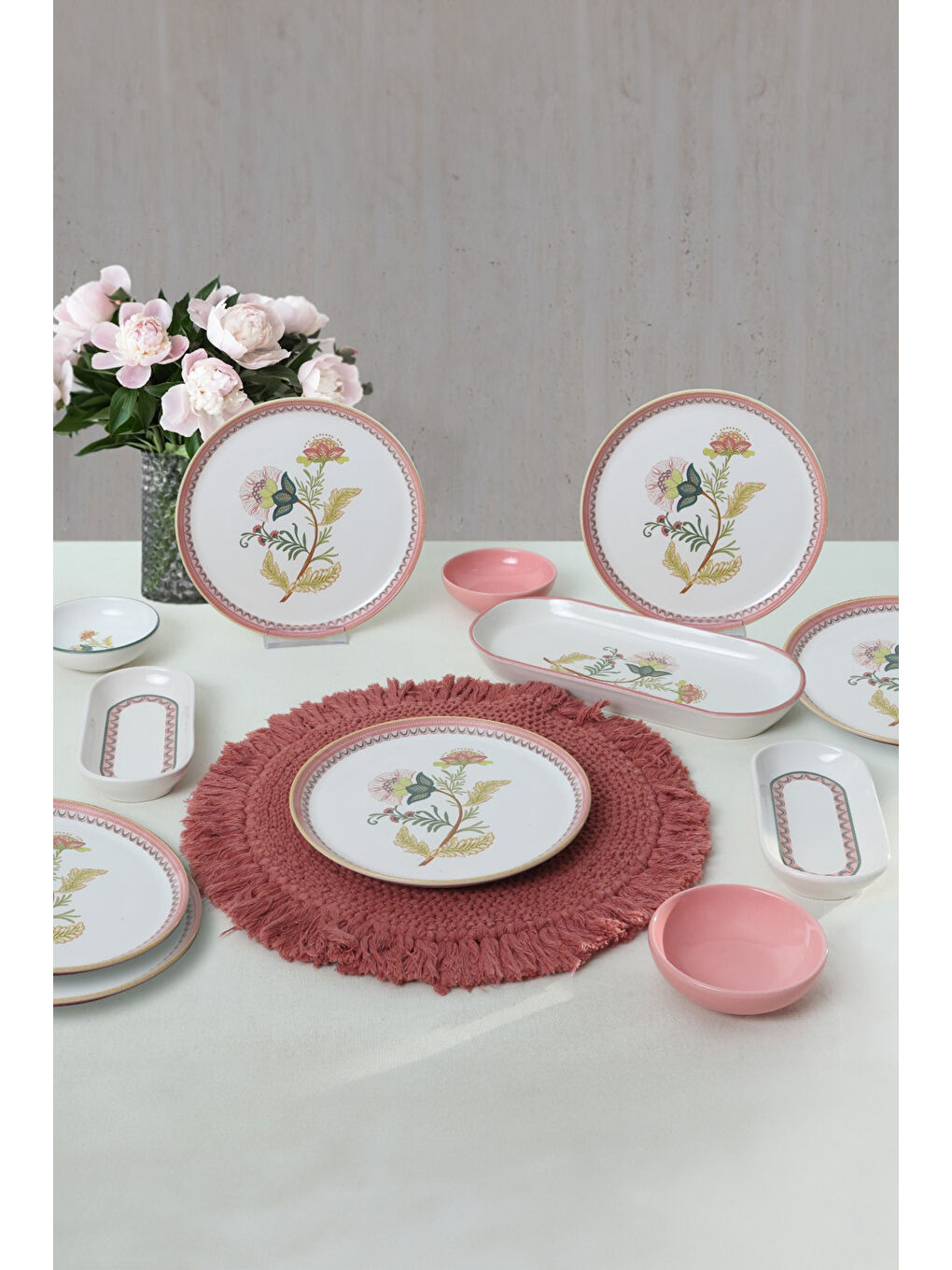 Karışık Çiçek Kahvaltı Takımı 13 Parça 6 Kişilik-1