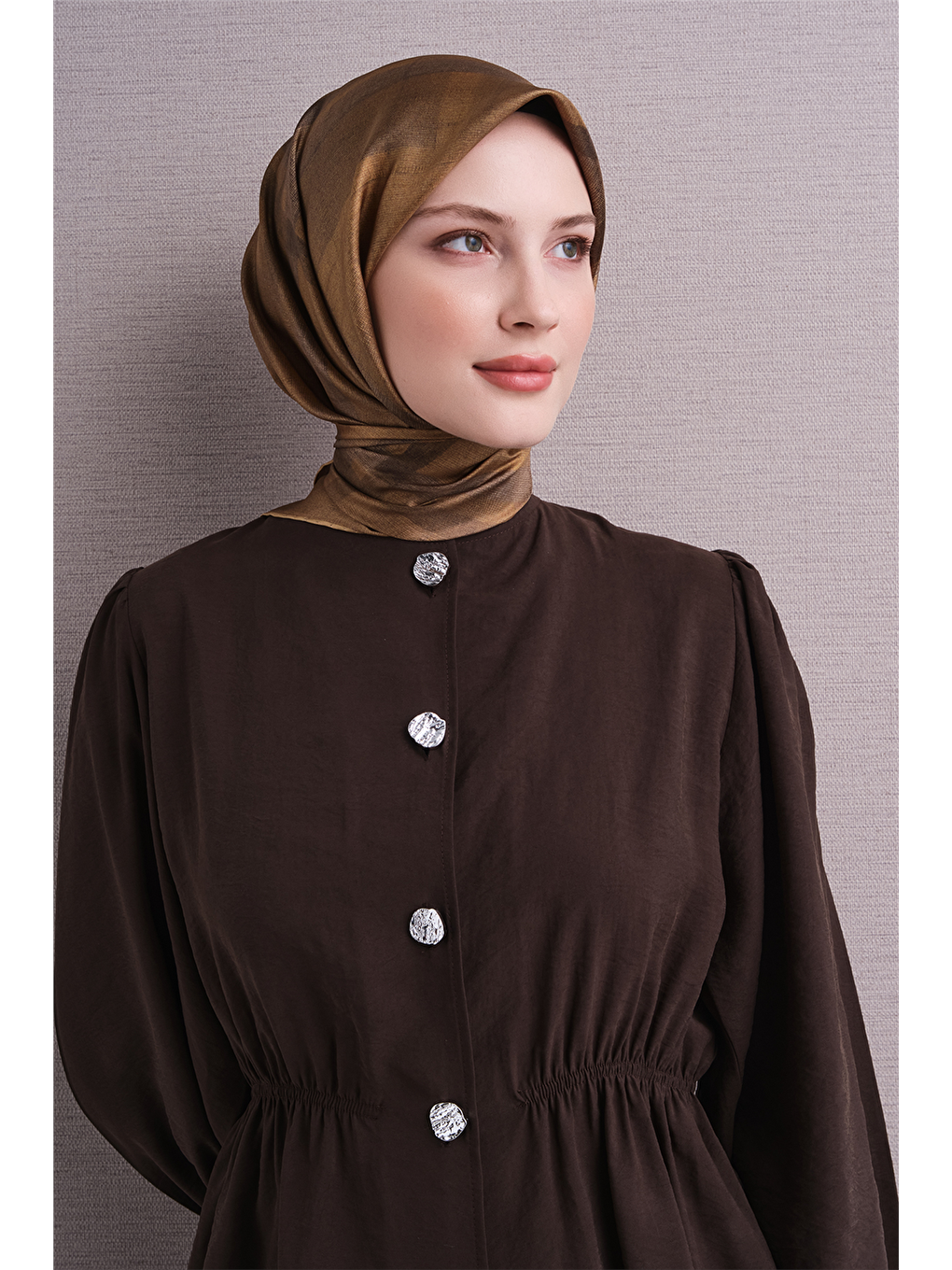 Kahverengi Saf İpek Twill Eşarp 9618d 01-2