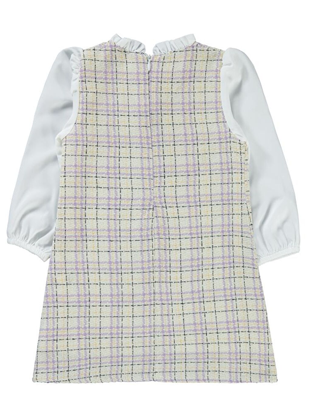 Lila Girls Düğmeli 2-5 Yaş Elbise-1