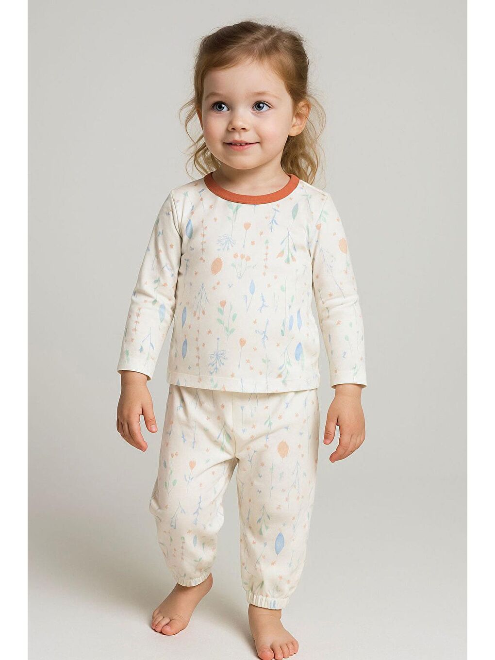 Kız Bebek Bahar Fısıltısı Renkli Yapraklar Desenli Ekru (9 Ay-3 Yaş)