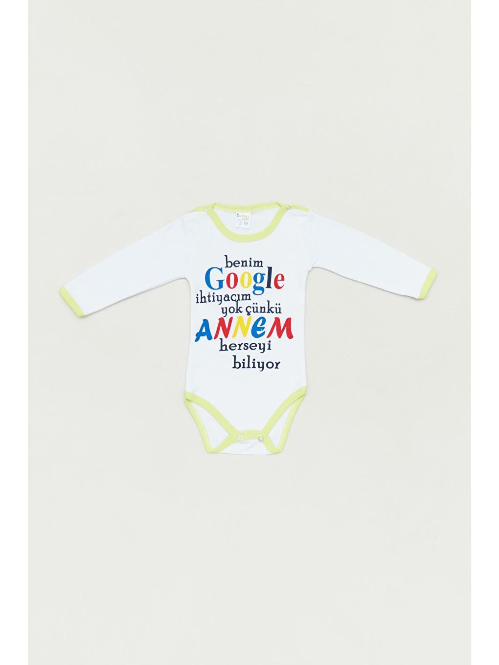 Sarı Yazı Baskılı Unisex Bebek Zıbın