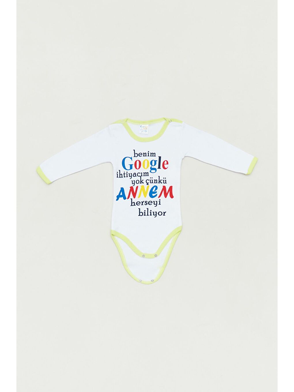 Sarı Yazı Baskılı Unisex Bebek Zıbın-1