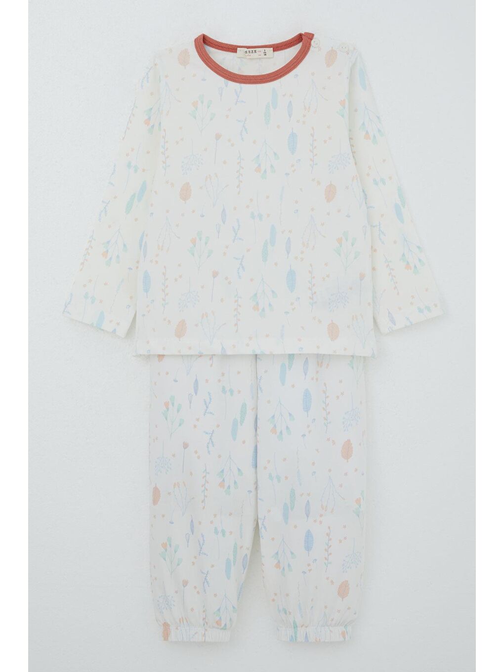 Kız Bebek Bahar Fısıltısı Renkli Yapraklar Desenli Ekru (9 Ay-3 Yaş)-1