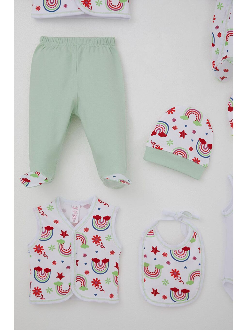 Kız Bebek Hastane Çıkışı 8 Li Masalı Çiçek Desenli Beyaz (0-3 Ay)-3