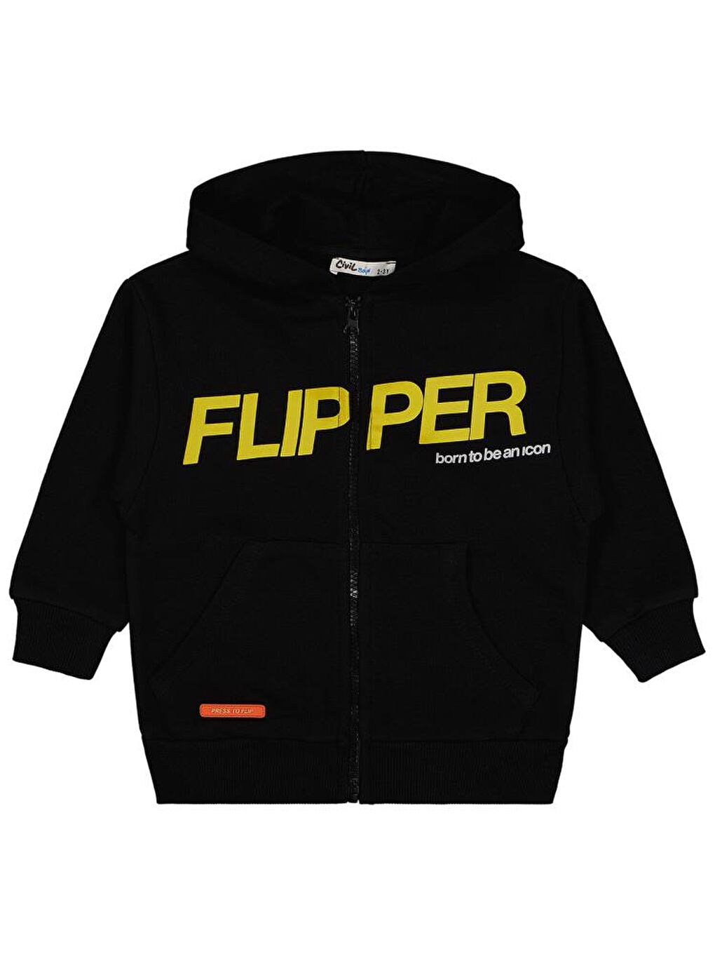 Siyah Boys Flipper Baskılı 2-5 Yaş Hırka