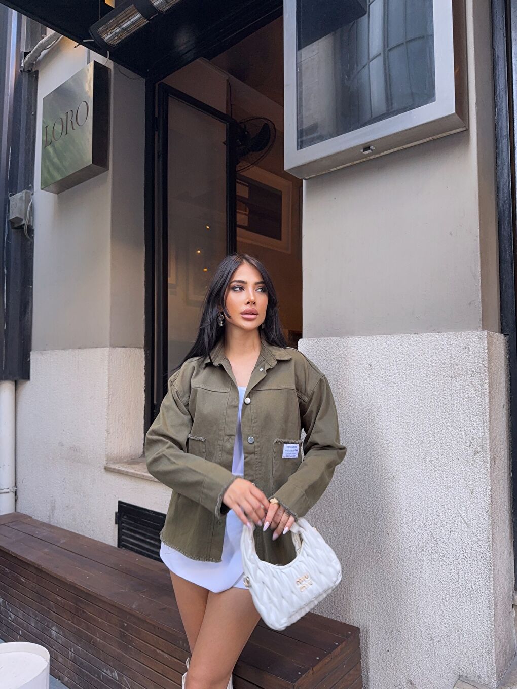 Design Arma Detay Gabardin Gömlek Haki-1