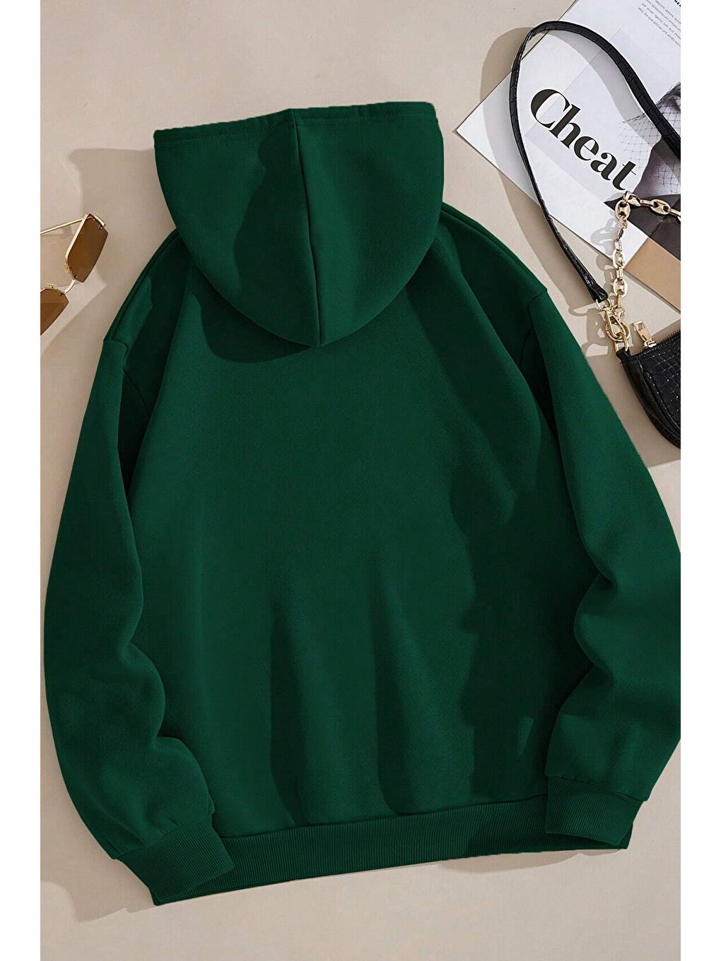 uyguntarz Yeşil Unisex Oversize Kalp Baskılı Sweatshirt - 1