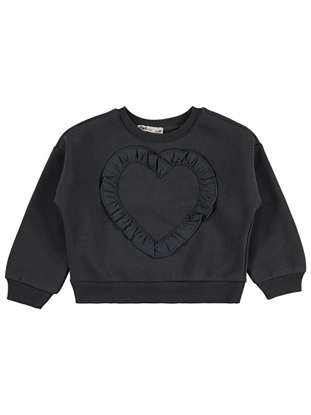 Antrasit Girls Kalp Baskılı 2-5 Yaş Eşofman Takımı-2