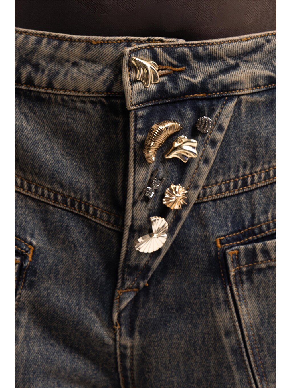Mavi Kadın Koyu Jean 4w6-85 Mega Baggy Aksesuar Detaylı Tasarım Denim Jean-2