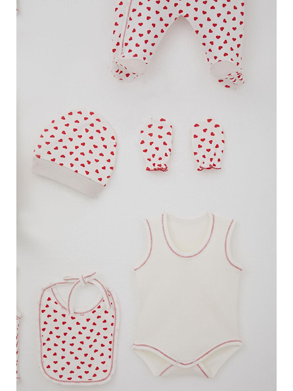 Kız Bebek Hastane Çıkışı 8 Li Minik Kalplerin Şıklığı Beyaz (0-3 Ay)-5