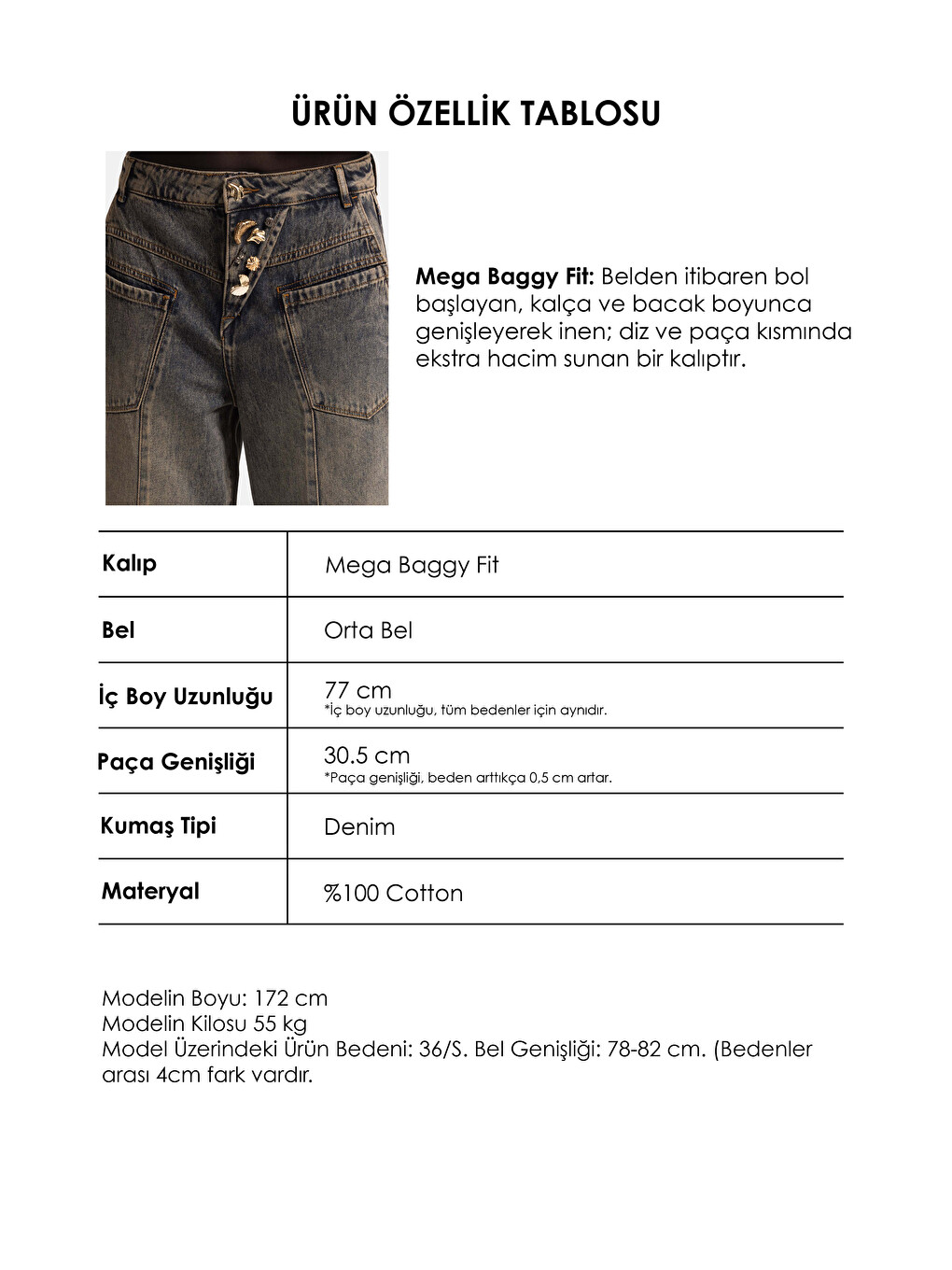 Mavi Kadın Koyu Jean 4w6-85 Mega Baggy Aksesuar Detaylı Tasarım Denim Jean-6