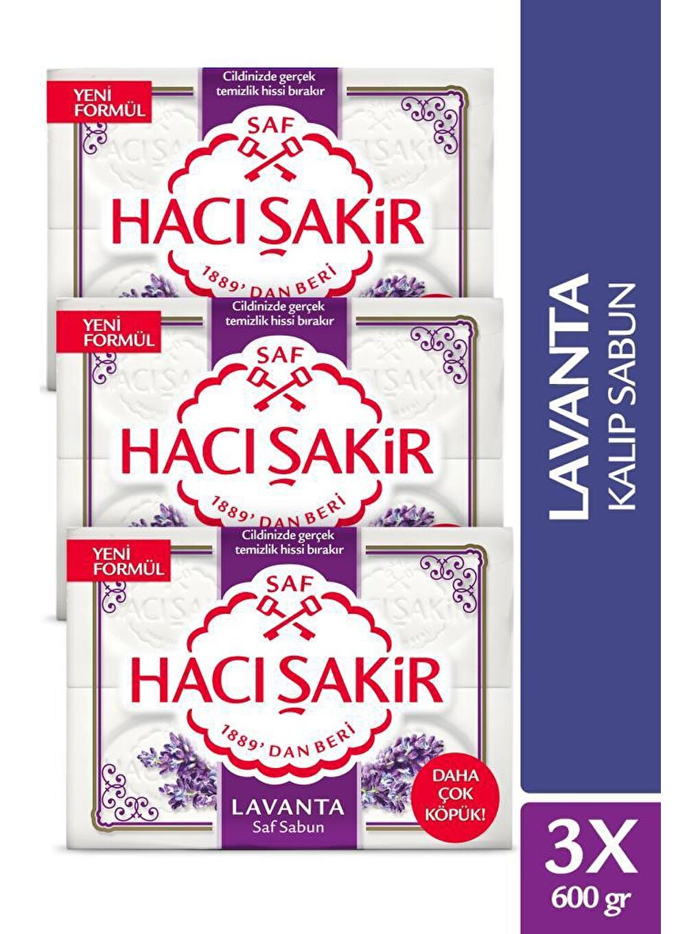 Hacı Şakir Beyaz Lavanta Saf Kalıp Sabun 4x150 gr x 3 Adet