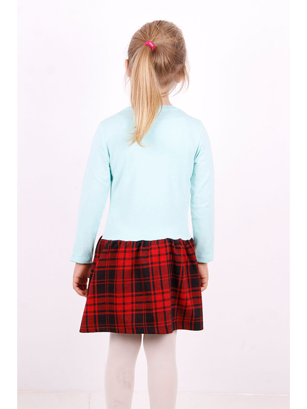 Turkuaz Kız Çocuk Cool Yazı Nakışlı Elbise-2