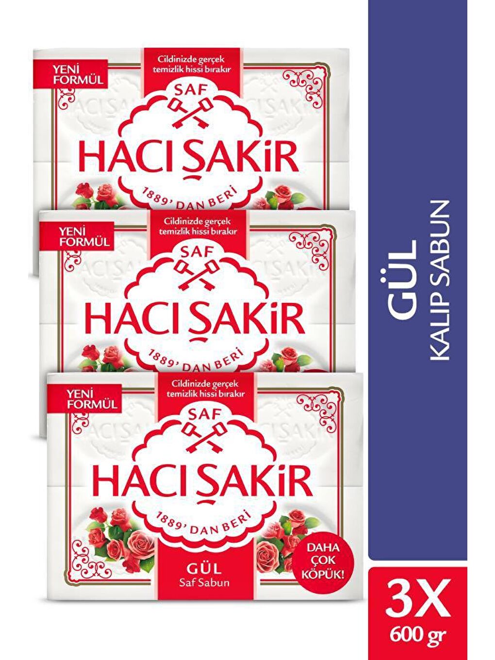 Hacı Şakir Beyaz Gül Saf Kalıp Sabun 4x150 gr x 3 Adet