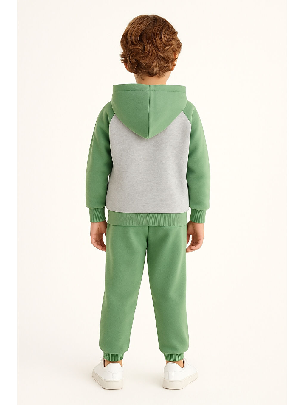 Yeşil Erkek Çocuk Explore Baskılı 3 İplik Kalın Kışlık Alt Üst Takım Ak13539-2