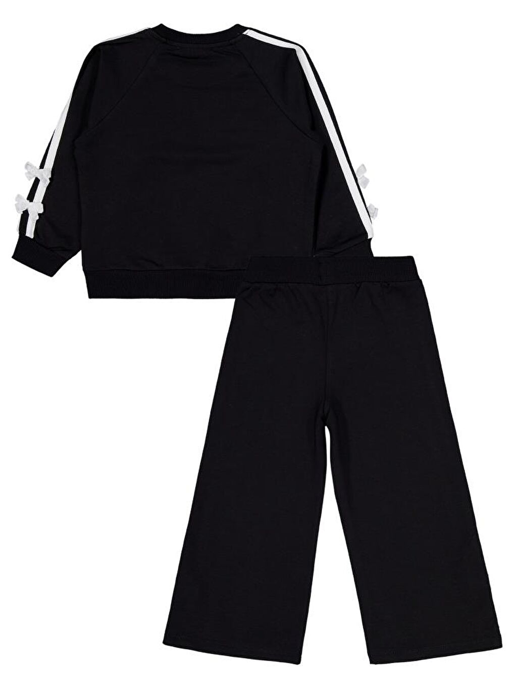 Siyah Girls Şeritli Fiyonklu 2-5 Yaş Eşofman Takımı