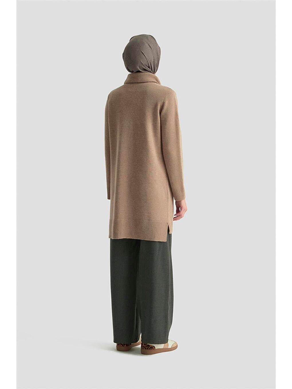 Kahverengi Polo Yaka Triko Tunik 25Kd7003 Camel-4