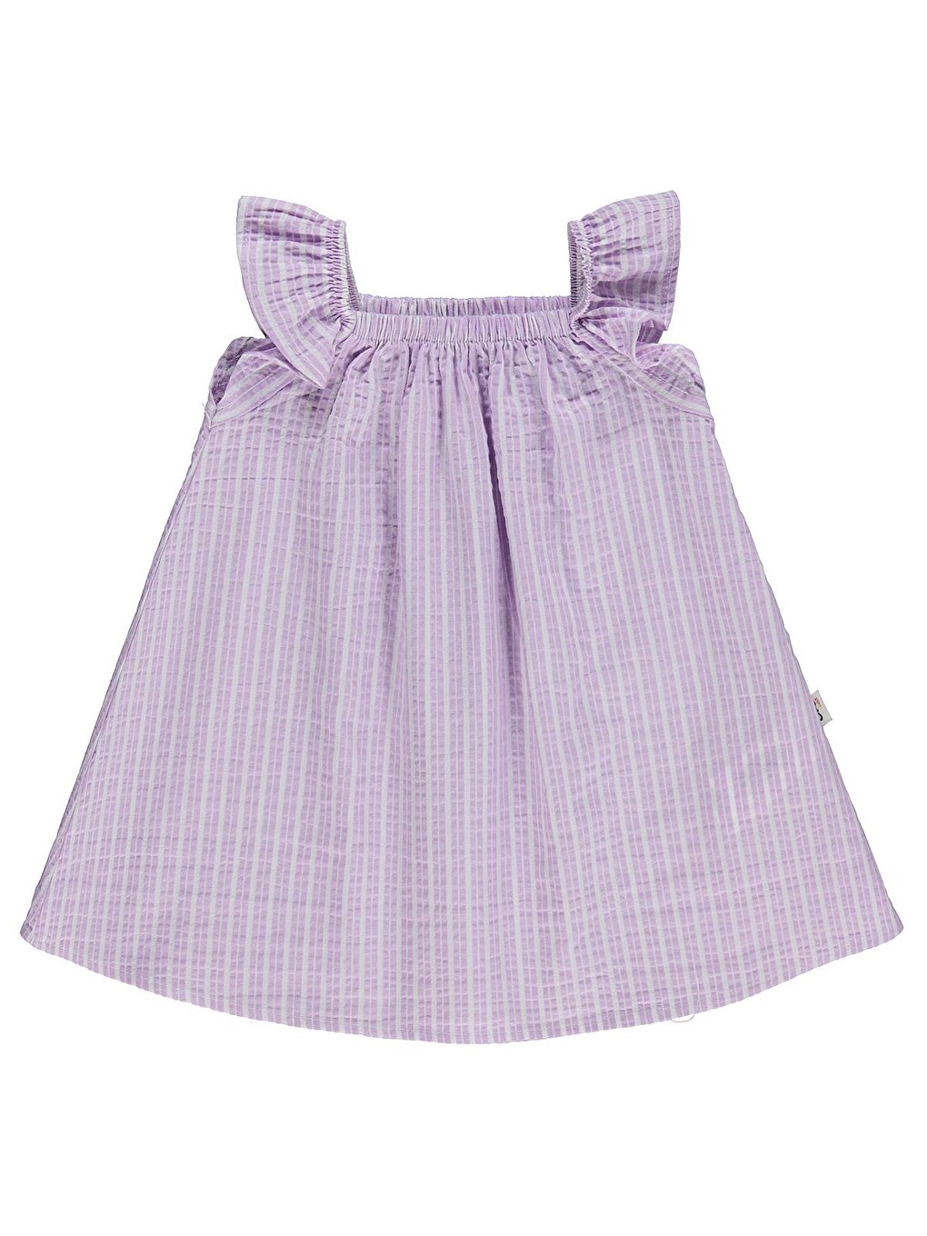 Baby Sim İpli Nakışlı Fırfırlı 6-18 Ay Elbise - Lila-1