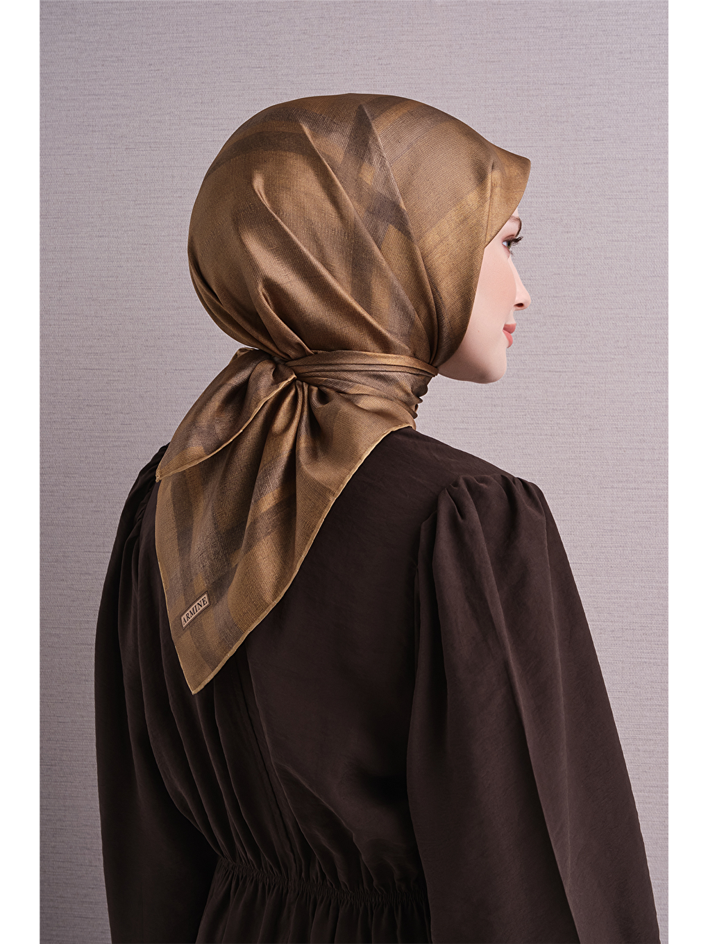 Kahverengi Saf İpek Twill Eşarp 9618d 01-3