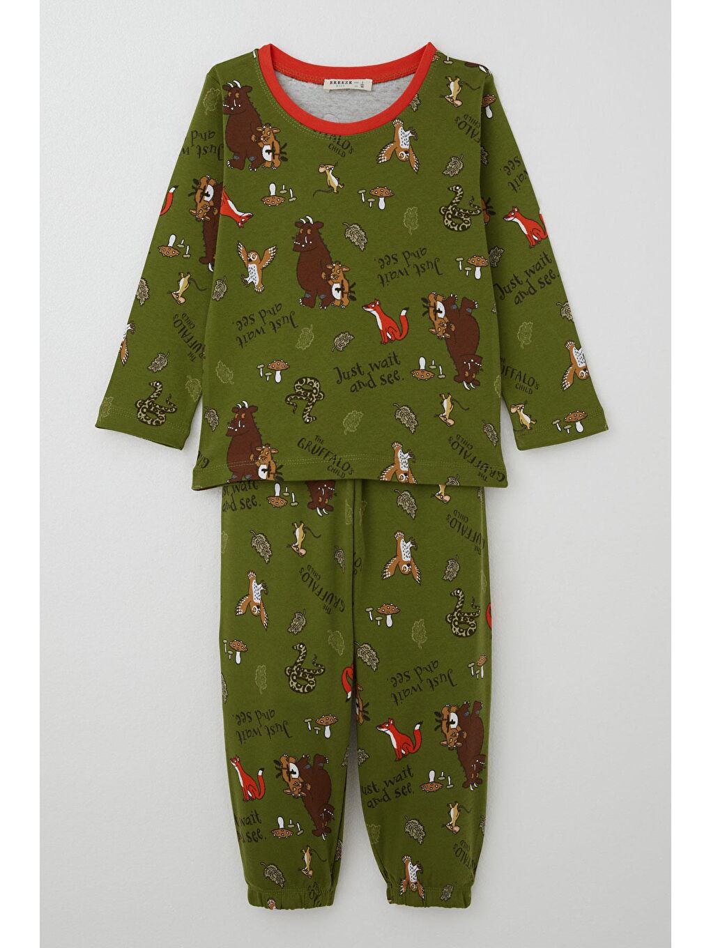 Erkek Bebek Pijama Takımı The Gruffalo Desenli Haki Yeşil (9 Ay-3 Yaş)